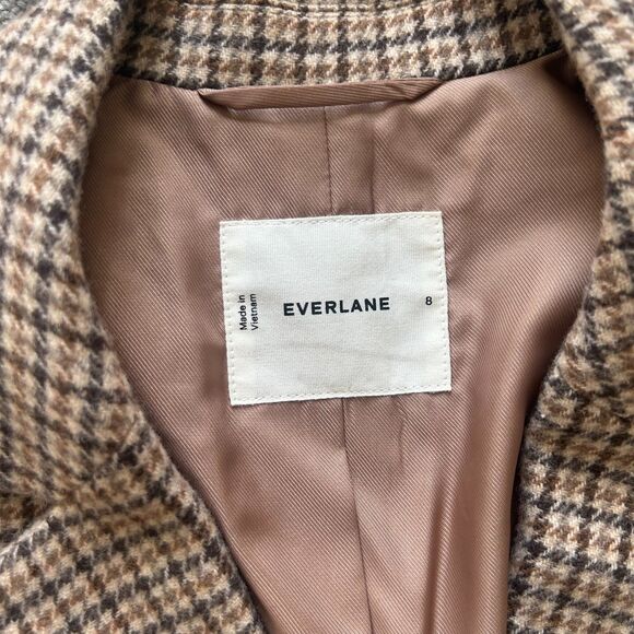 Everlane The Oversized Blazer in Camel Houndstooth, Wool Blend, Size 8 - Picture 4 of 11